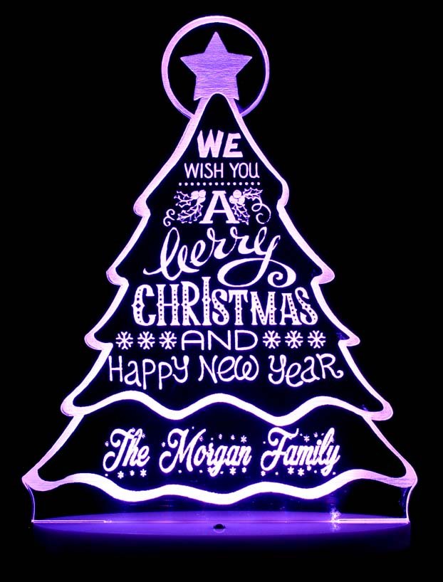 Christmas Tree Personalised Name Light 3D LED Night Light 7 Colours + Remote Control - Kustombox xmas