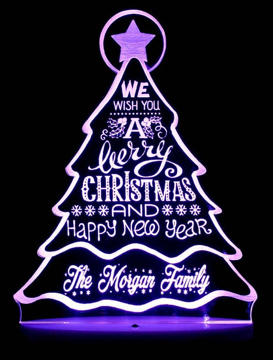Christmas Tree Personalised Name Light 3D LED Night Light 7 Colours + Remote Control - Kustombox xmas