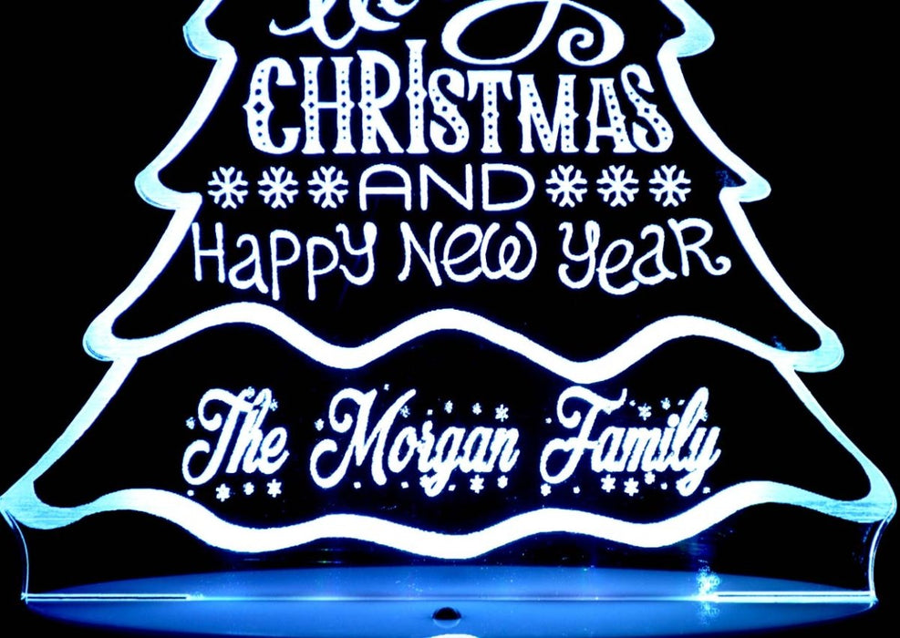 Christmas Tree Personalised Name Light 3D LED Night Light 7 Colours + Remote Control - Kustombox xmas