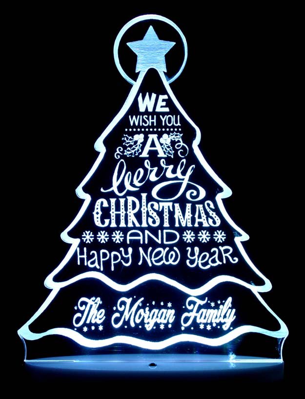 Christmas Tree Personalised Name Light 3D LED Night Light 7 Colours + Remote Control - Kustombox xmas