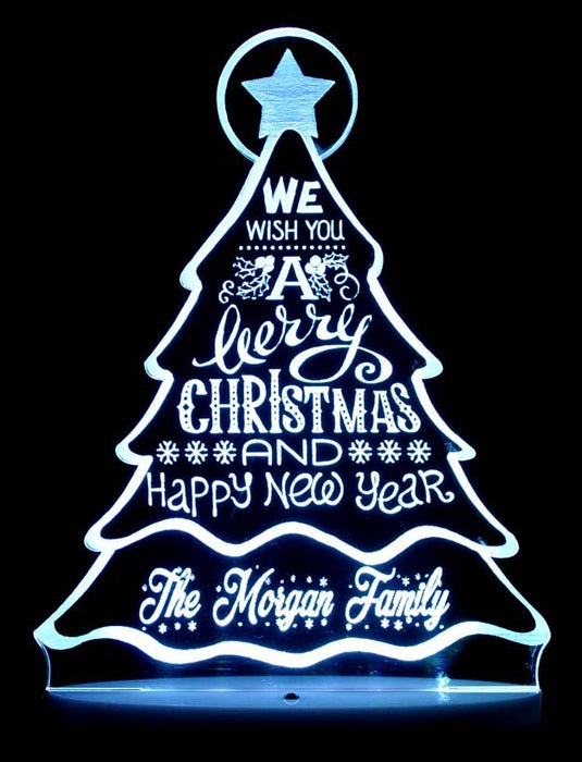 Christmas Tree Personalised Name Light 3D LED Night Light 7 Colours + Remote Control - Kustombox xmas