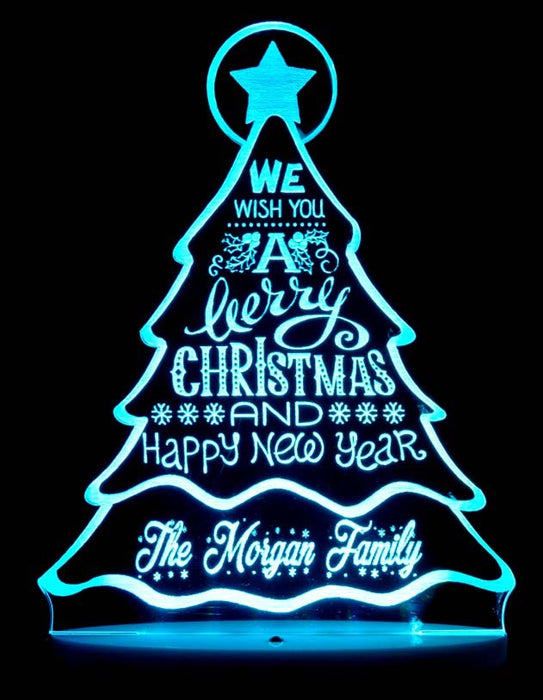 Christmas Tree Personalised Name Light 3D LED Night Light 7 Colours + Remote Control - Kustombox xmas