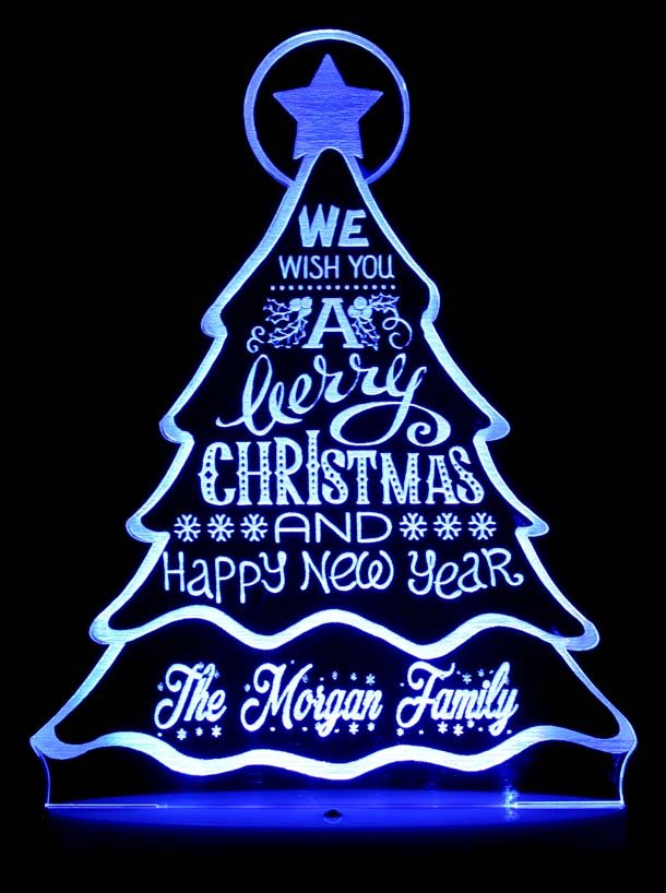 Christmas Tree Personalised Name Light 3D LED Night Light 7 Colours + Remote Control - Kustombox xmas