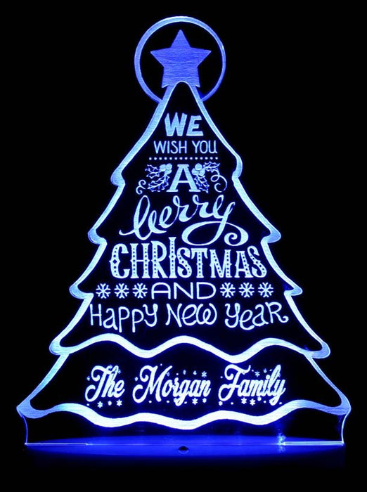 Christmas Tree Personalised Name Light 3D LED Night Light 7 Colours + Remote Control - Kustombox xmas