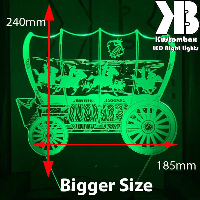 Cowboy Horse Wagon Western- 3D LED Night Light 7 Colours + Remote Control - Kustombox
