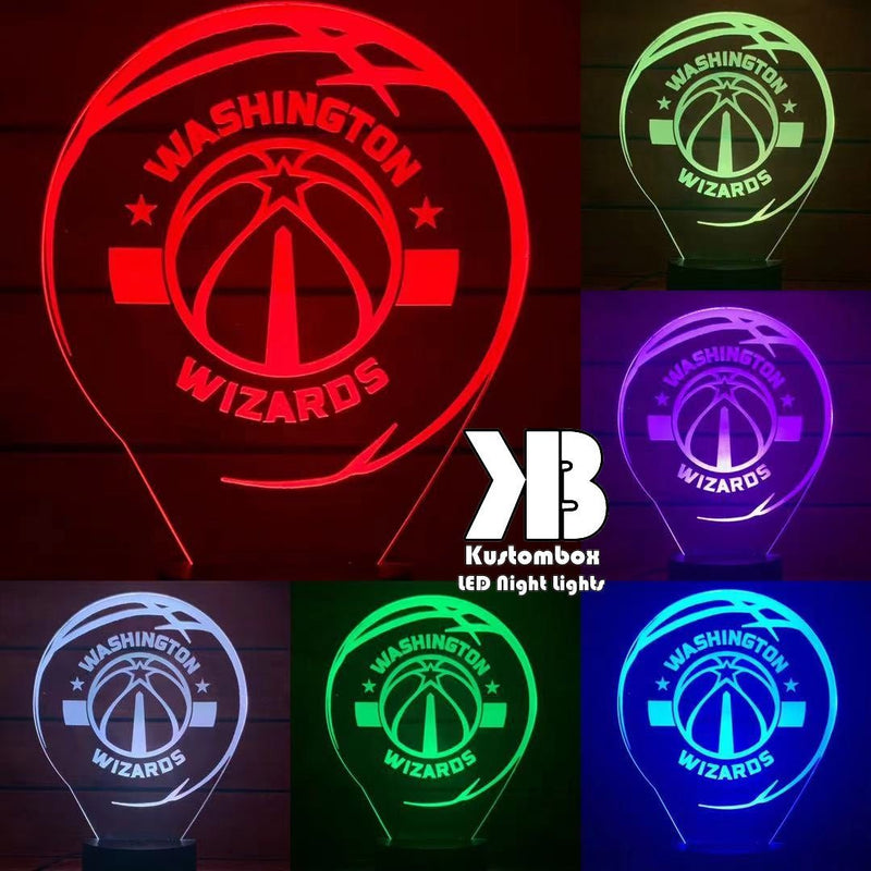 personalised Washington Wizards acrylic LED lamp, flashing or fading team logo illumination