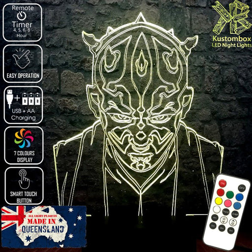 Darth Maul Sith Lord Star Wars - LED Night Light 7 Colours + Remote Control - Kustombox star wars