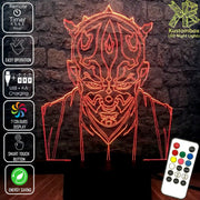 Darth Maul Sith Lord Star Wars - LED Night Light 7 Colours + Remote Control - Kustombox star wars