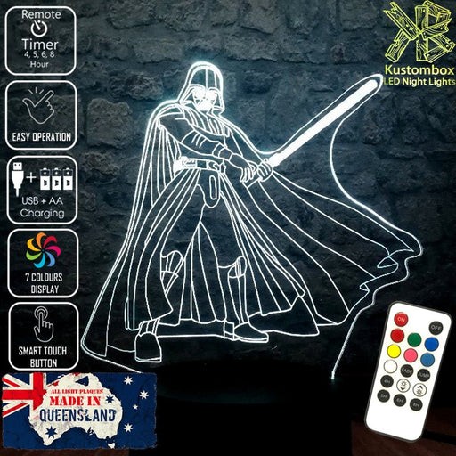 Darth Vader Light Sabre Star Wars - LED Night Light 7 Colours + Remote Control - Kustombox star wars