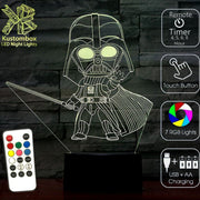 Darth Vader Star Wars Imperial 3D - LED Night Light 7 Colours + Remote Control - Kustombox