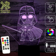 Darth Vader Star Wars Imperial 3D - LED Night Light 7 Colours + Remote Control - Kustombox