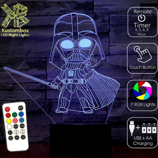 Darth Vader Star Wars Imperial 3D - LED Night Light 7 Colours + Remote Control - Kustombox