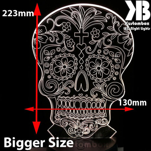 DAY OF THE DEAD SKULL CANDY 3D LED Night Light 7 Colours + Remote Control - Kustombox