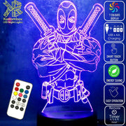 Deadpool 2 Swords Marvel Comics 3D - LED Night Light 7 Colours + Remote Control - Kustombox
