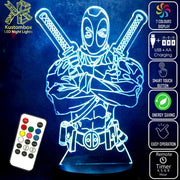 Deadpool 2 Swords Marvel Comics 3D - LED Night Light 7 Colours + Remote Control - Kustombox