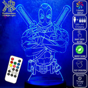 Deadpool 2 Swords Marvel Comics 3D - LED Night Light 7 Colours + Remote Control - Kustombox