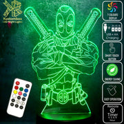 Deadpool 2 Swords Marvel Comics 3D - LED Night Light 7 Colours + Remote Control - Kustombox