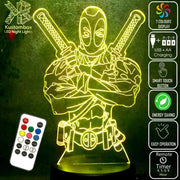 Deadpool 2 Swords Marvel Comics 3D - LED Night Light 7 Colours + Remote Control - Kustombox