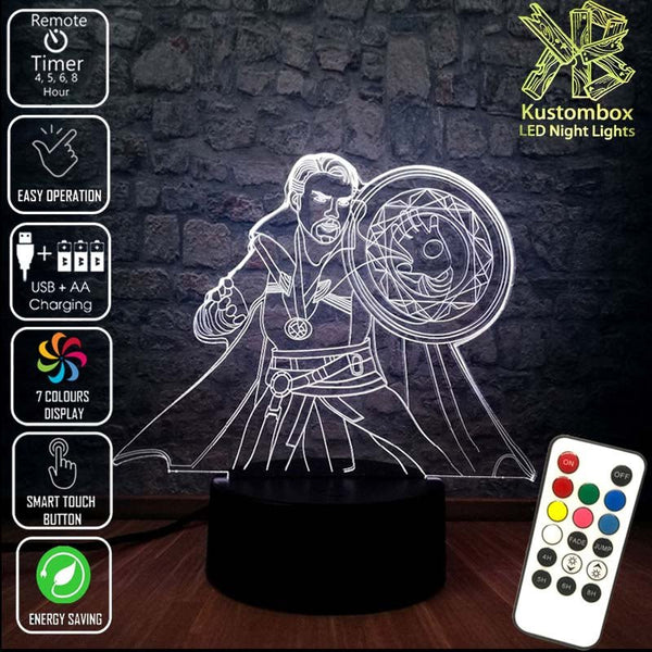 Doctor Strange Avengers - 3D LED Night Light 7 Colours + Remote Control - Kustombox AVENGERS