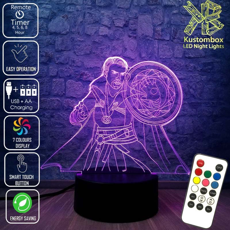 Doctor Strange Avengers - 3D LED Night Light 7 Colours + Remote Control - Kustombox AVENGERS