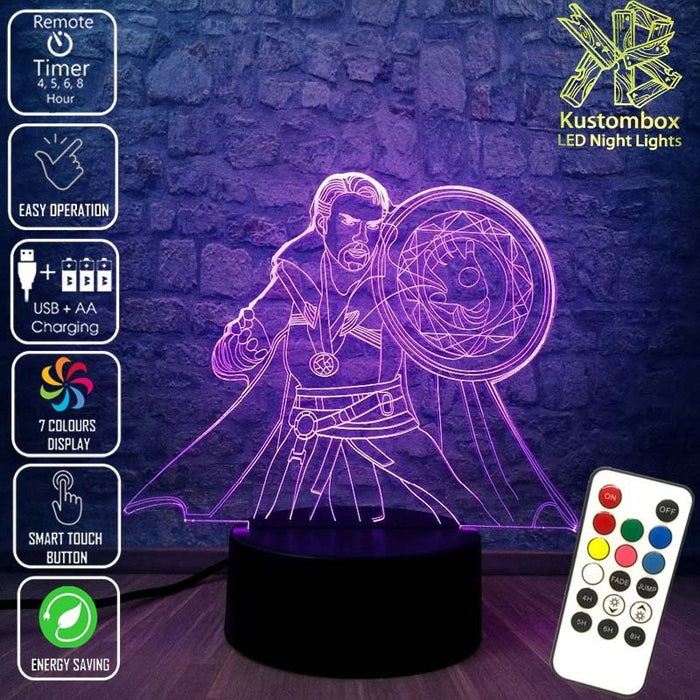 Doctor Strange Avengers - 3D LED Night Light 7 Colours + Remote Control - Kustombox AVENGERS