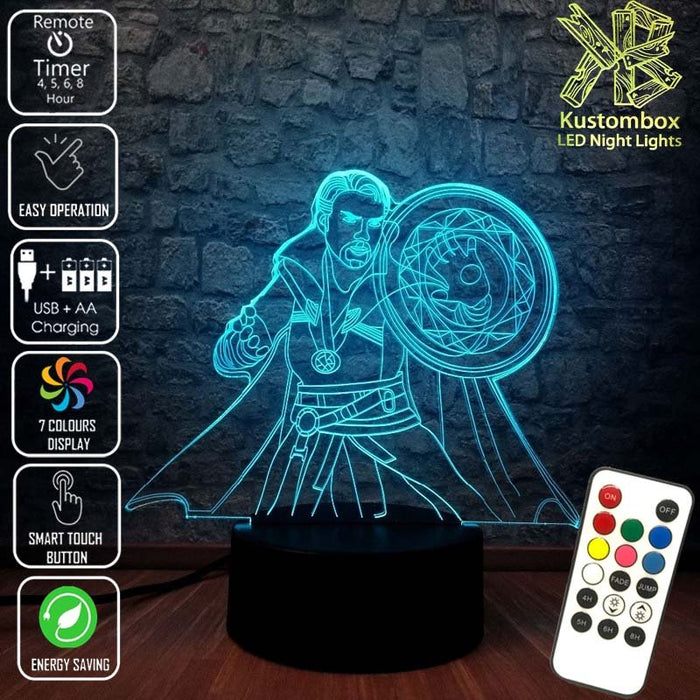 Doctor Strange Avengers - 3D LED Night Light 7 Colours + Remote Control - Kustombox AVENGERS