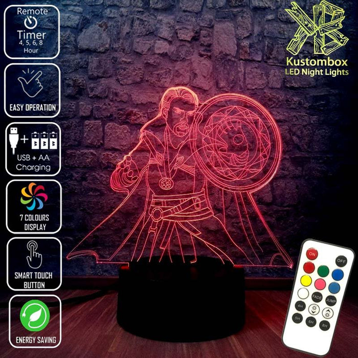 Doctor Strange Avengers - 3D LED Night Light 7 Colours + Remote Control - Kustombox AVENGERS