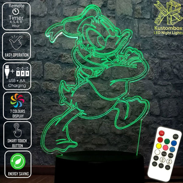 Donald Duck Character Disney- 3D LED Night Light 7 Colours + Remote Control - Kustombox