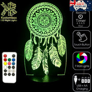 Dream Catcher - 3D LED Night Light 7 Colours + Remote Control - Kustombox