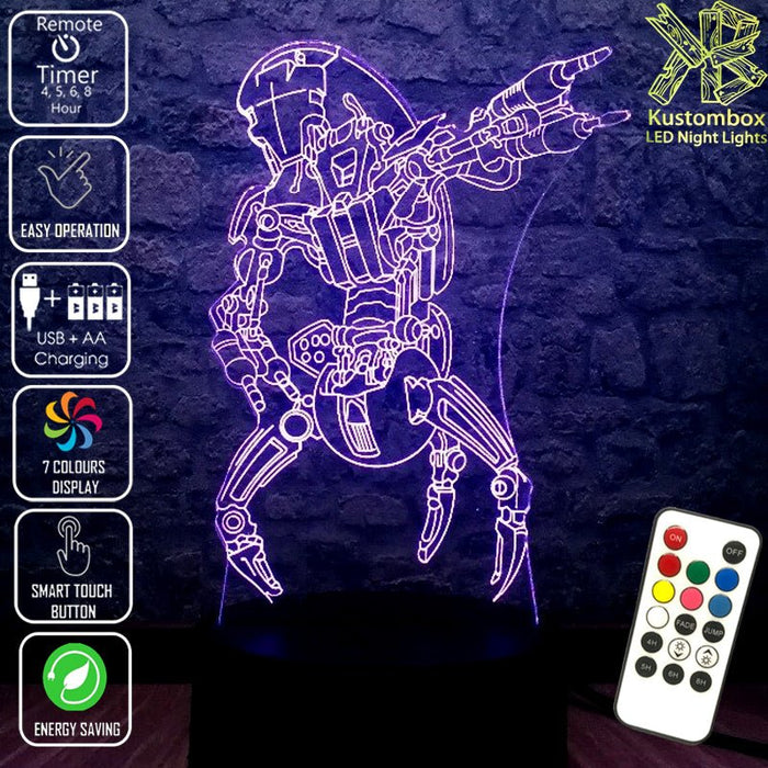 Droideka Imperial destroyer droid Star Wars - LED Night Light 7 Colours + Remote Control - Kustombox