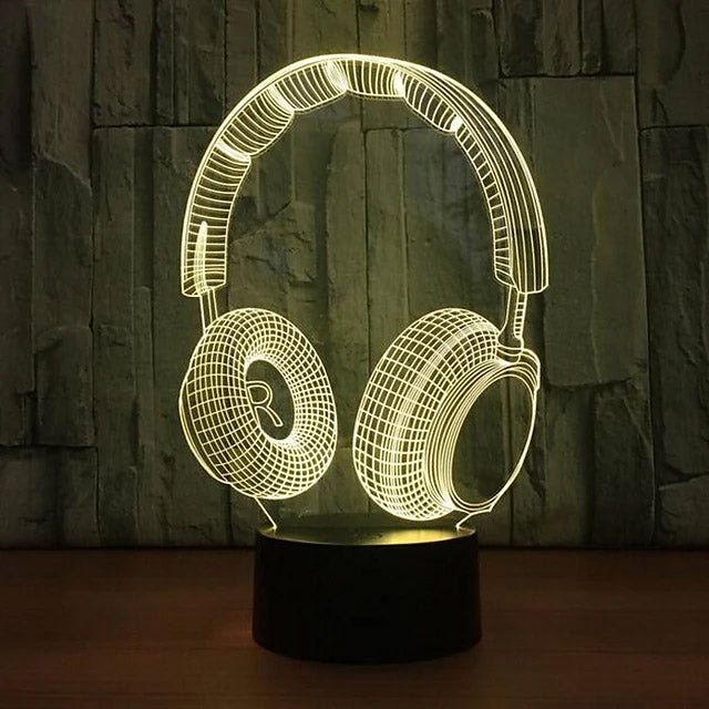 Earphones Wire Frame - 3D LED Night Light 7 Colours + Remote Control - Kustombox