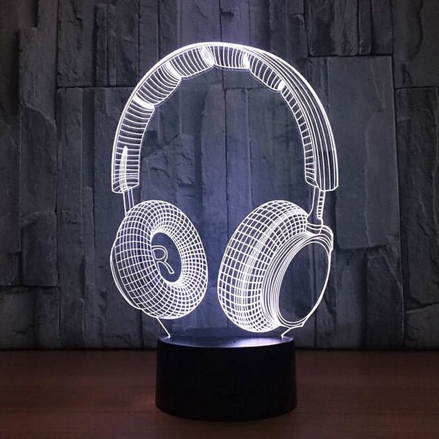 Earphones Wire Frame - 3D LED Night Light 7 Colours + Remote Control - Kustombox
