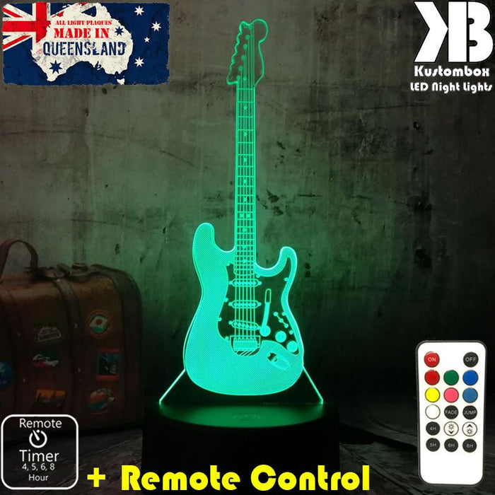 Electric Guitar - 3D LED Night Light 7 Colours + Remote Control - Kustombox music
