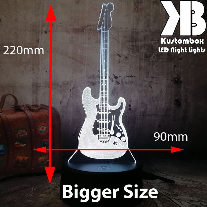 Electric Guitar - 3D LED Night Light 7 Colours + Remote Control - Kustombox music