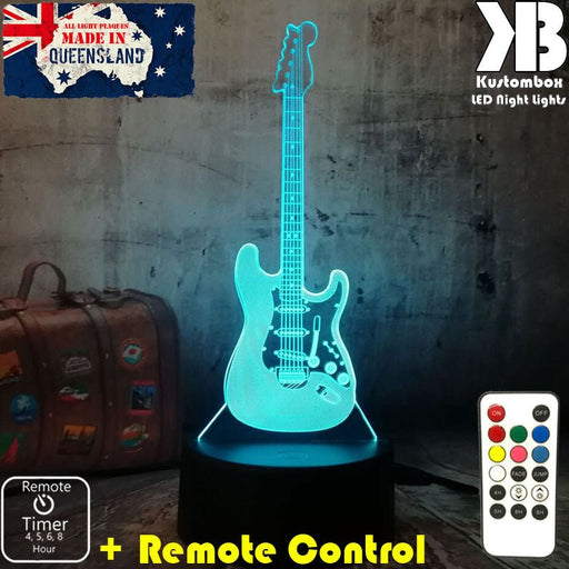 Electric Guitar - 3D LED Night Light 7 Colours + Remote Control - Kustombox music