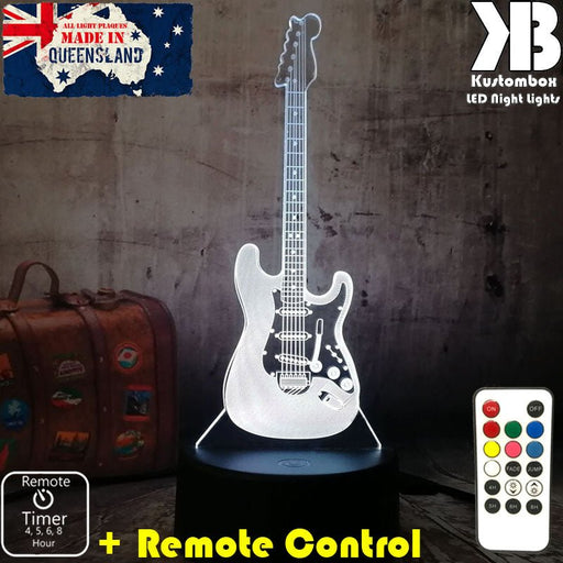 Electric Guitar - 3D LED Night Light 7 Colours + Remote Control - Kustombox music