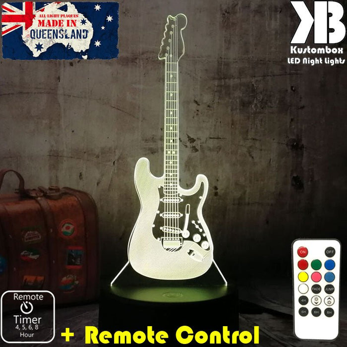 Electric Guitar - 3D LED Night Light 7 Colours + Remote Control - Kustombox music