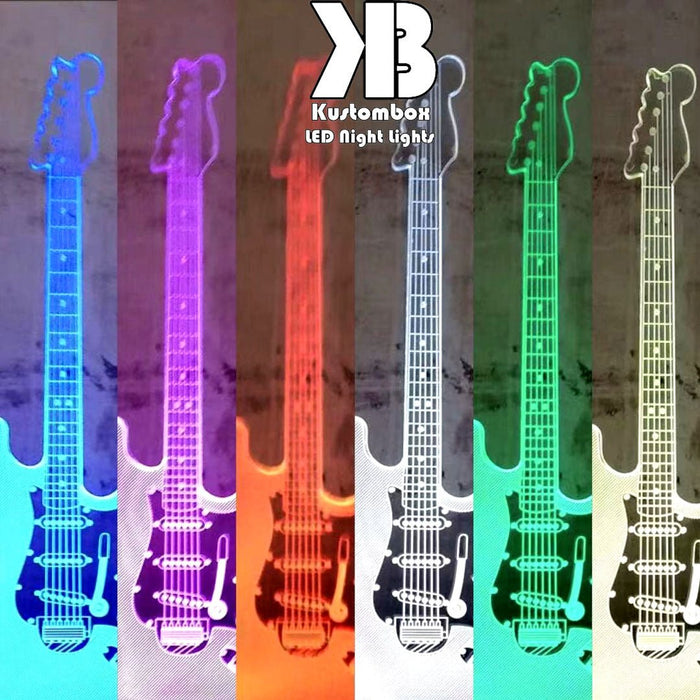 Electric Guitar - 3D LED Night Light 7 Colours + Remote Control - Kustombox music
