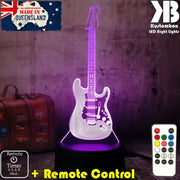 Electric Guitar - 3D LED Night Light 7 Colours + Remote Control - Kustombox music