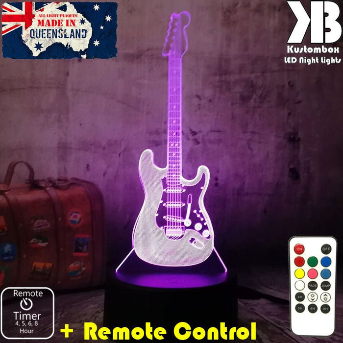 Electric Guitar - 3D LED Night Light 7 Colours + Remote Control - Kustombox music