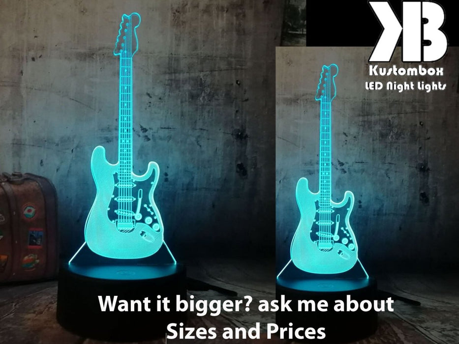 Electric Guitar - 3D LED Night Light 7 Colours + Remote Control - Kustombox music