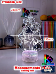 Elsa and Anna Frozen Personalised Name 3d LED Night Light lamp White Crackle Base for Childrens Room - Kustombox