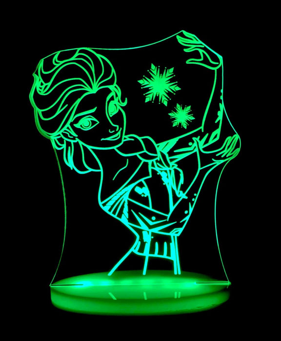 Elsa Frozen Personalised Name - 3D LED Night Light 7 Colours + Remote Control - Kustombox