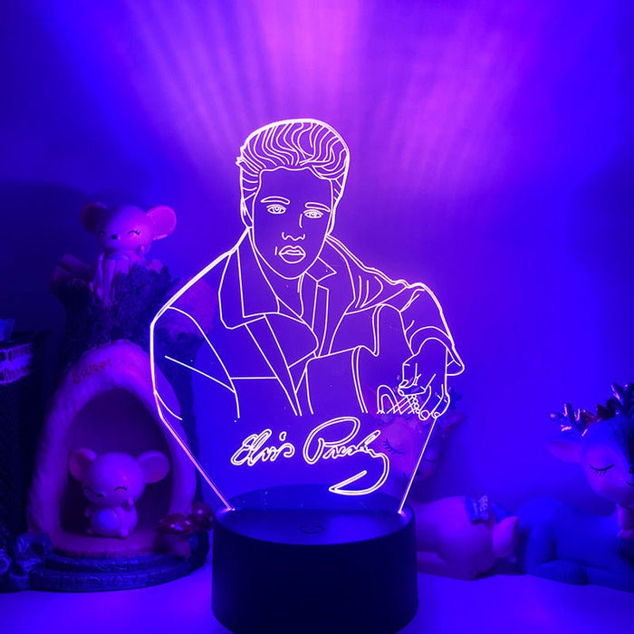 Elvis Presley King of Pop - LED Night Light 7 Colours + Remote Control - Kustombox music