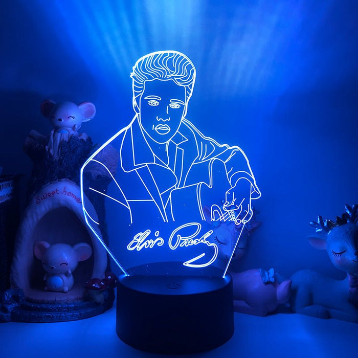 Elvis Presley King of Pop - LED Night Light 7 Colours + Remote Control - Kustombox music