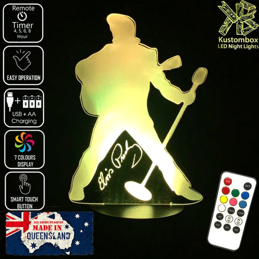 Elvis Presley The King - 3D LED Night Light 7 Colours + Remote Control - Kustombox music