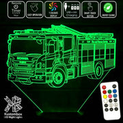 Fire Engine Truck - 3D LED Night Light 7 Colours + Remote Control - Kustombox