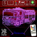 Fire Engine Truck - 3D LED Night Light 7 Colours + Remote Control - Kustombox