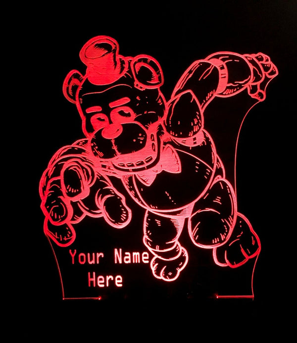 Five Nights of Freddy Personalised Name - 3D LED Night Light 7 Colours + Remote Control - Kustombox