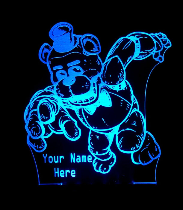Five Nights of Freddy Personalised Name - 3D LED Night Light 7 Colours + Remote Control - Kustombox